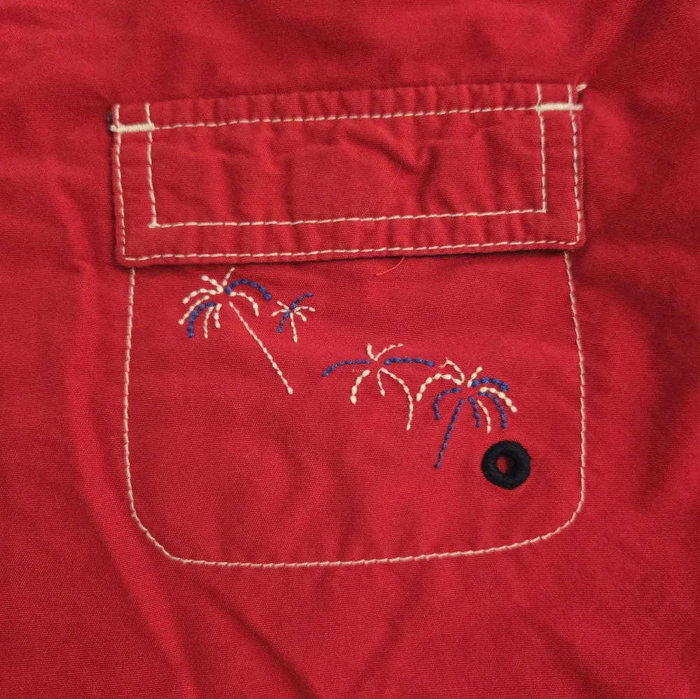 Vintage Y2K OshKosh B'gosh Red Overalls Shorts Embroidered Truck